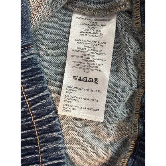 Anthropologie Rylie Bomber Jacket By Pilcro Demin Knit Edition Md z Sz Lg Blue - Picture 8 of 10